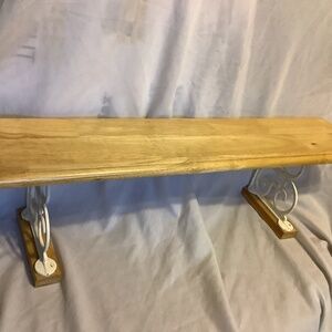 Shelf, book stand, Over the sink storage display wooden shelf metal scrollwork